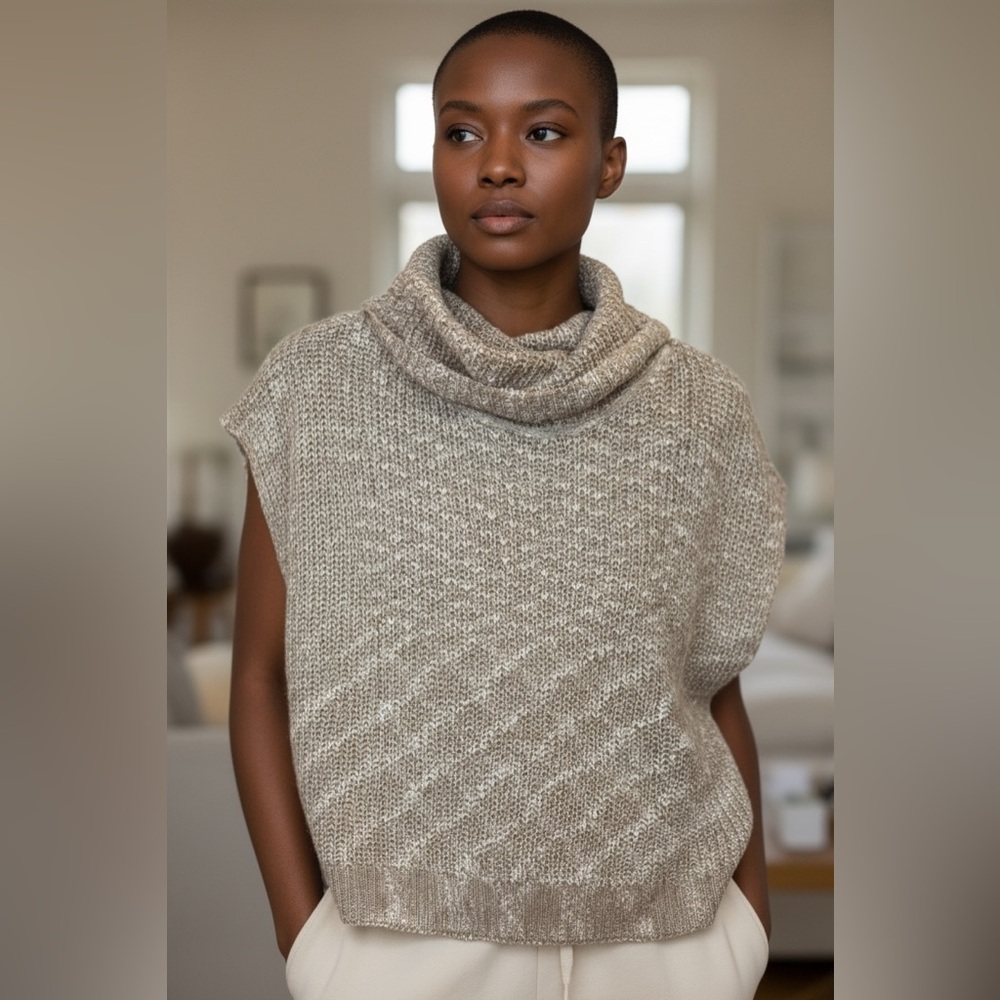 Elegant Beige Cowl Neck Sweater